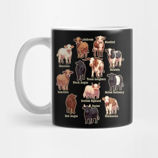 Fun Cow Breeds Design - Heifers, Bulls and Cows Mug